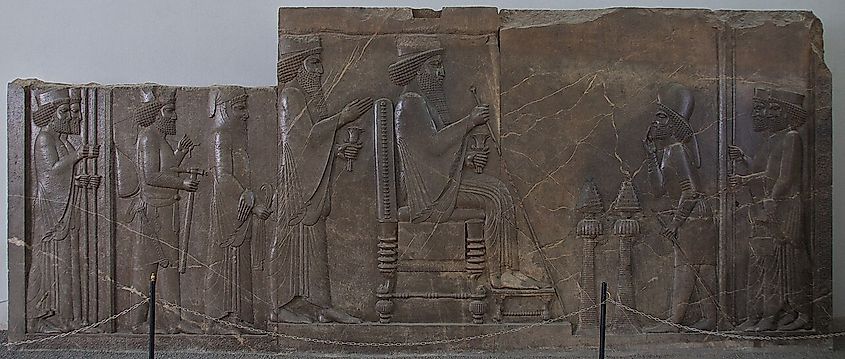 Originally part of the Treasury structure at Persepolis, this bas relief is now in the National Archaeological Museum in Tehran.