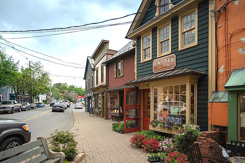 Shops in a City Center in Lambertville, New Jersey.
