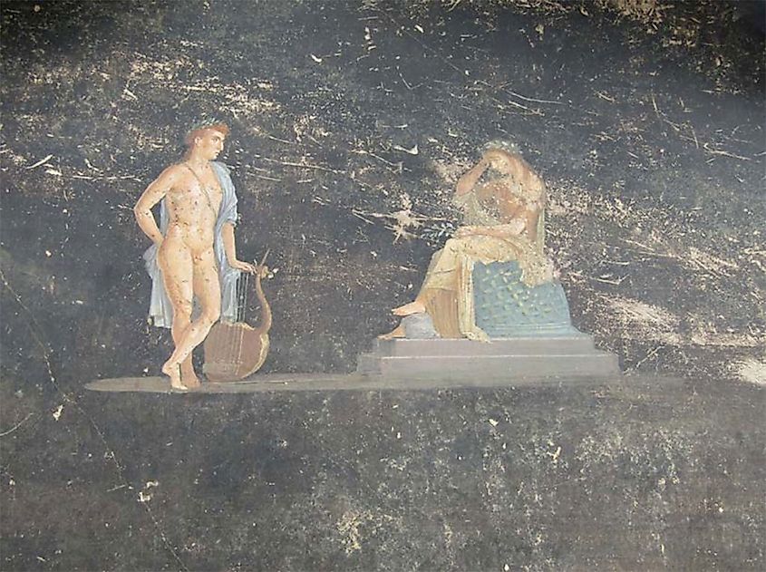 Apollo and Cassandra on the walls of the Banquet Hall at Pompeii.