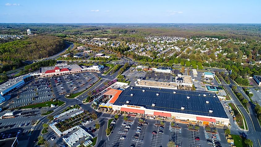 An aerial view of Home Depot, Inc., in Germantown, Maryland