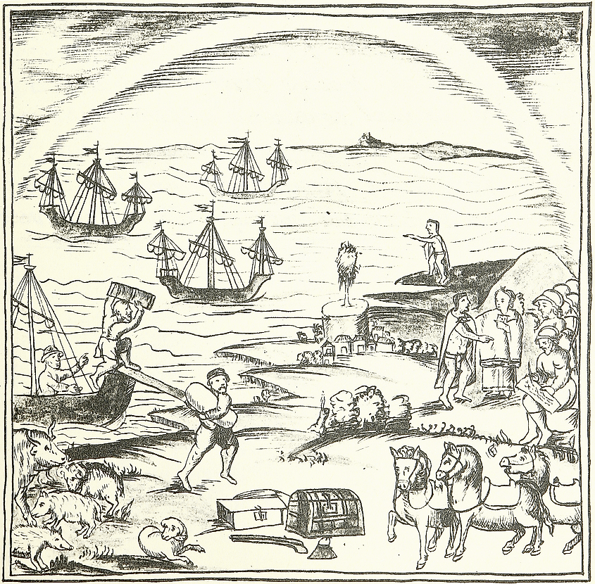 By Gary Francisco Keller, artwork created under supervision of Bernardino de Sahagún between 1540-1585. - Cropped and corrected from File:The Florentine Codex- The Conquest of Mexico.tif, Public Domain, https://commons.wikimedia.org/w/index.php?curid=153504603