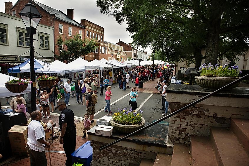 People on the street during the Warrenton Spring Festival via Cindy Goff / Shutterstock.com