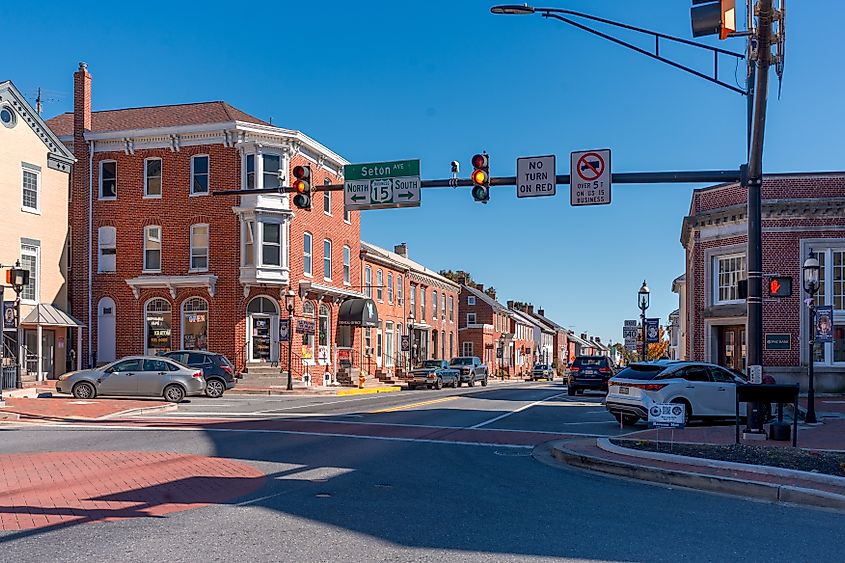 The beautiful Main Street area of Emmitsburg, Maryland.