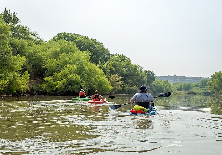 Canoers on the Verde River in Camp Verde, Arizona.