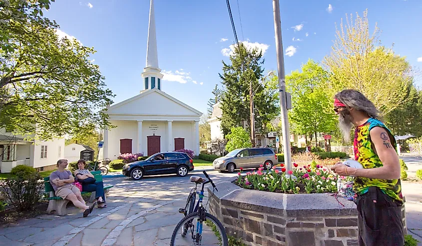 The town center of Woodstock, New York.