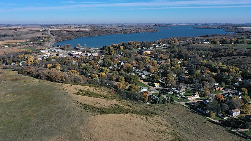 An aerial view of the town of Lake Benton, Minnesota