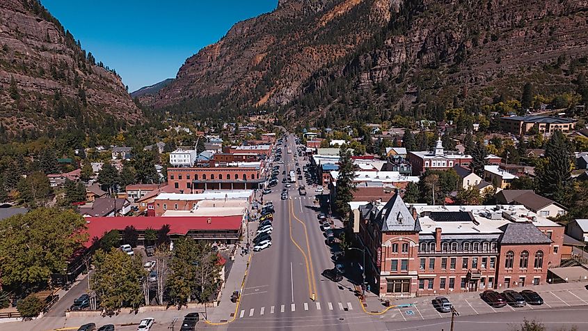Aerial view of Ouray, Colorado.