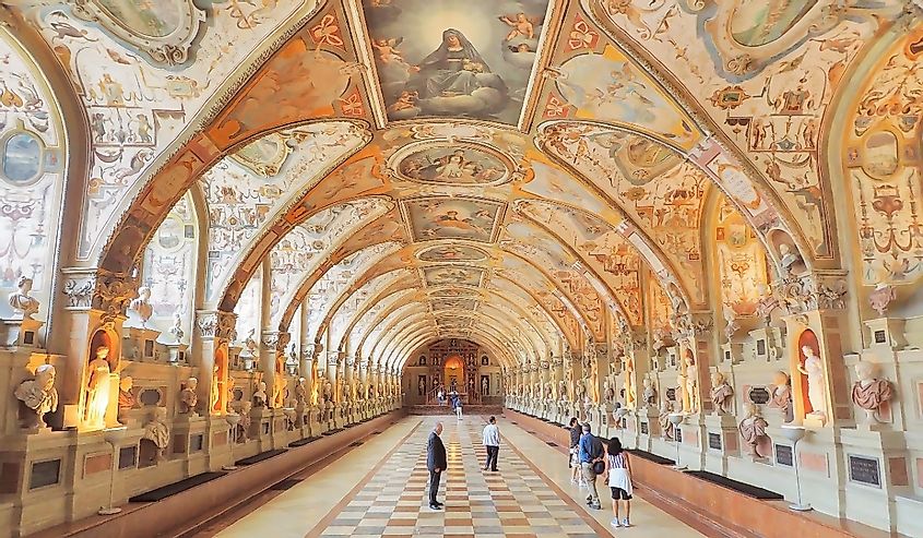 The Antiquarium grand hall inside Residenz Museum in Munich Germany