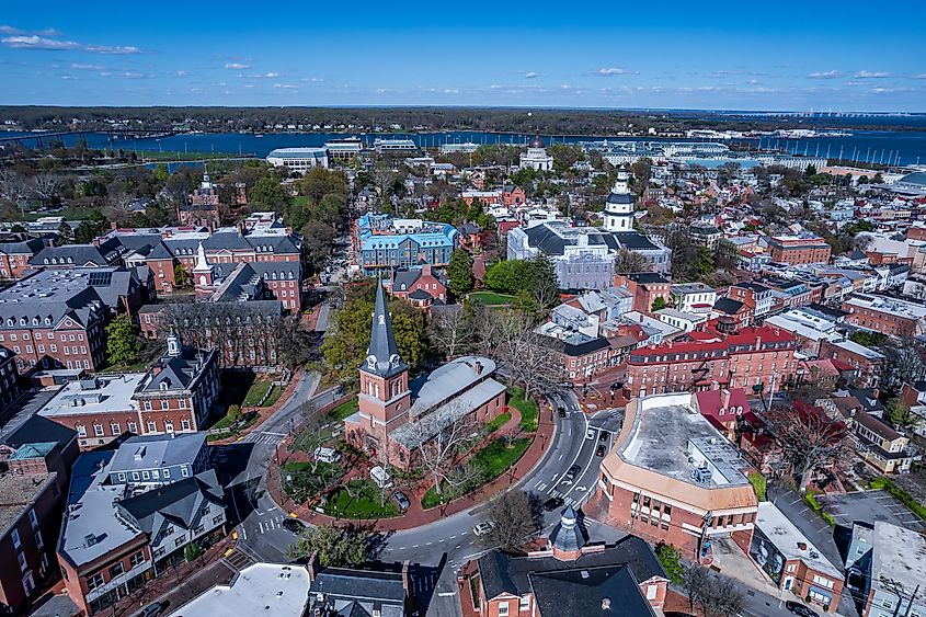 Aerial view of Annapolis, Maryland.