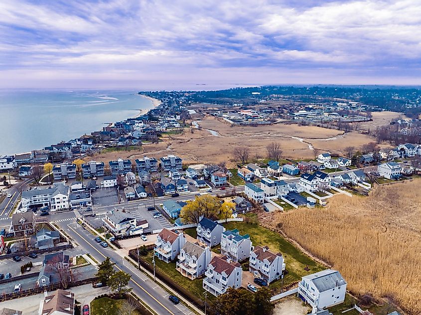 Coastal community and beach in Fairfield, Connecticut
