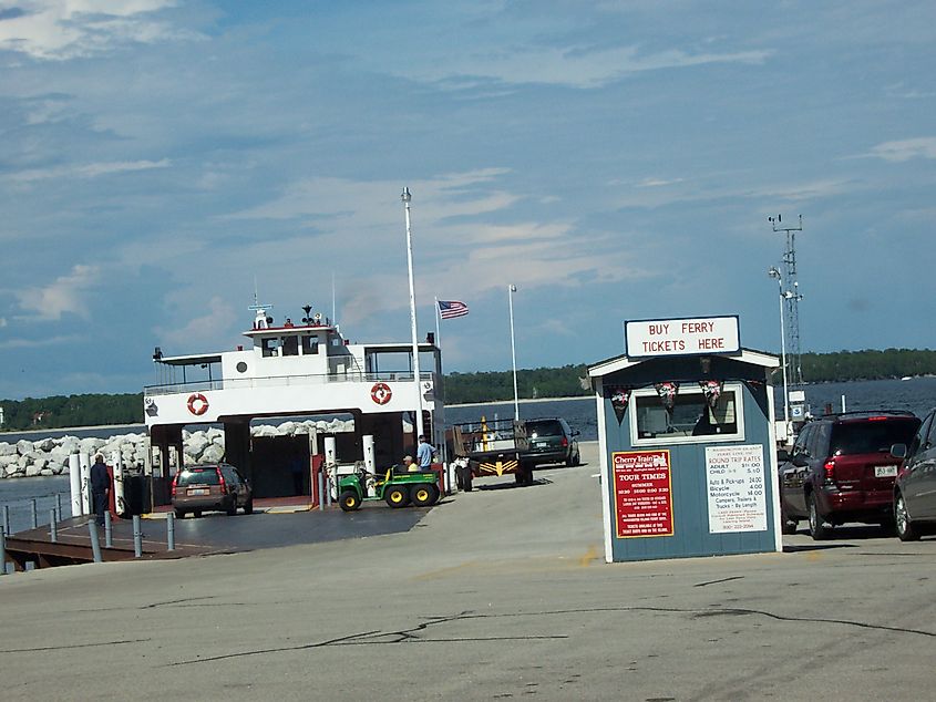 The Robert Noble ferry at the Northport terminal in Door County, Wisconsin.