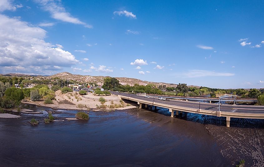 A scenery of a bridge over the Hassayampa River in Wickenburg, Arizona.