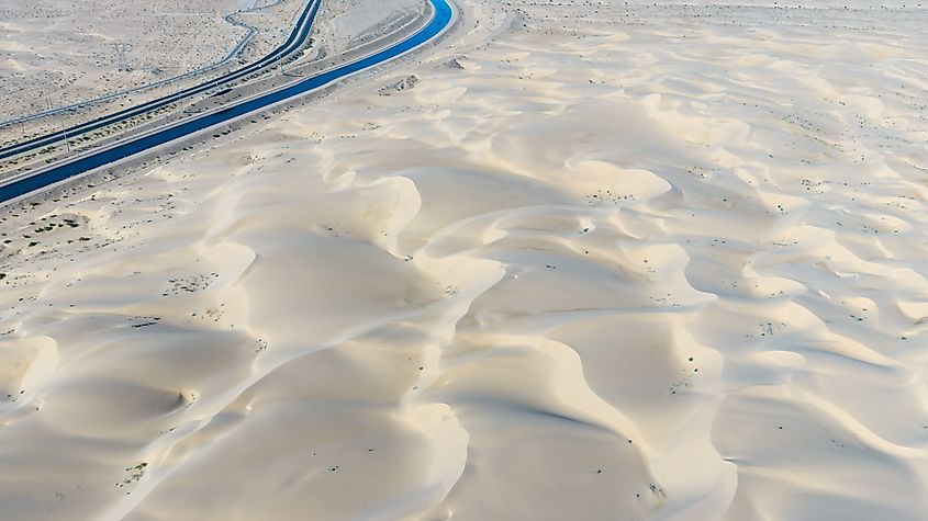 Aerial View of Algodones Sand Dunes with All-American Canal