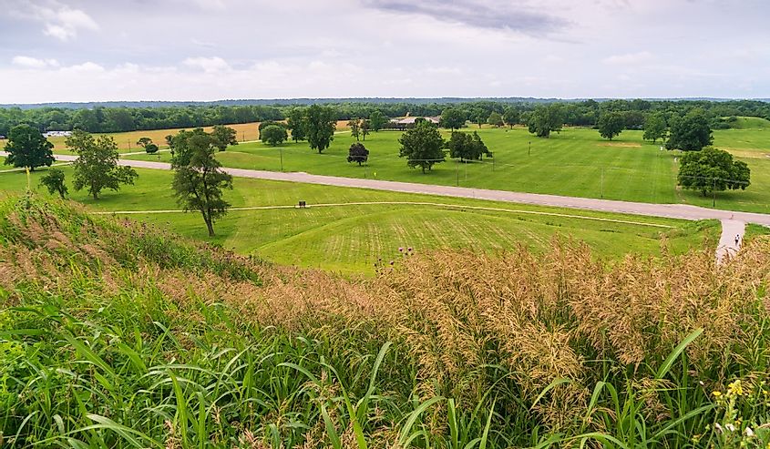 View of grounds from the Mound at Cahokia Mounds State Historic Site