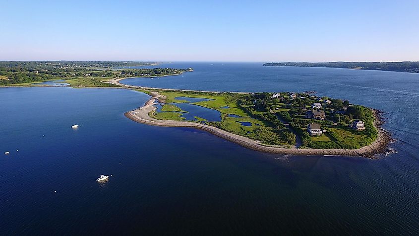 Aerial view of Tiverton, Rhode Island.