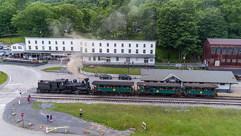 Train passing through Cass, West Virginia