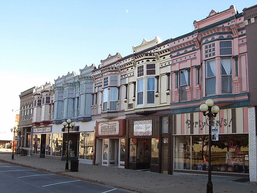 View of downtown Iola in Kansas.