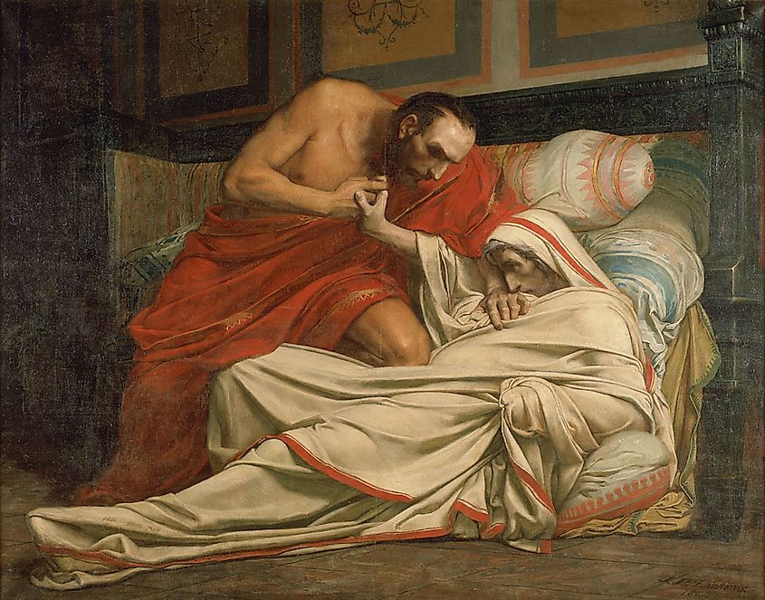 Painting of the death of Tiberius by Jean-Paul Laurens