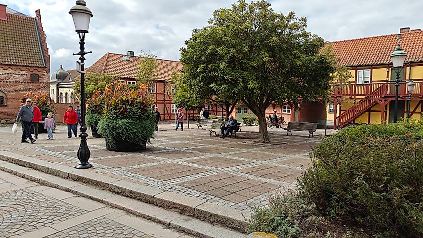 The historic town square in Ystad, Sweden