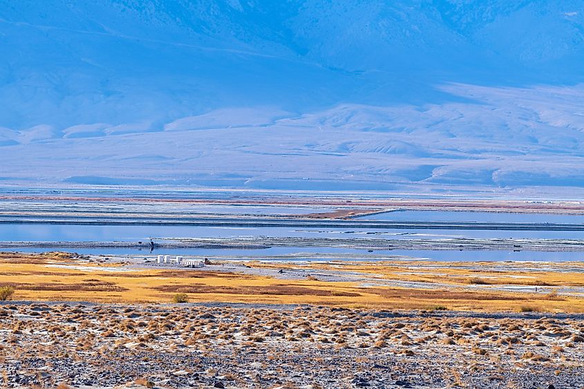 A view of the Owens Lake dust mitigation project in California
