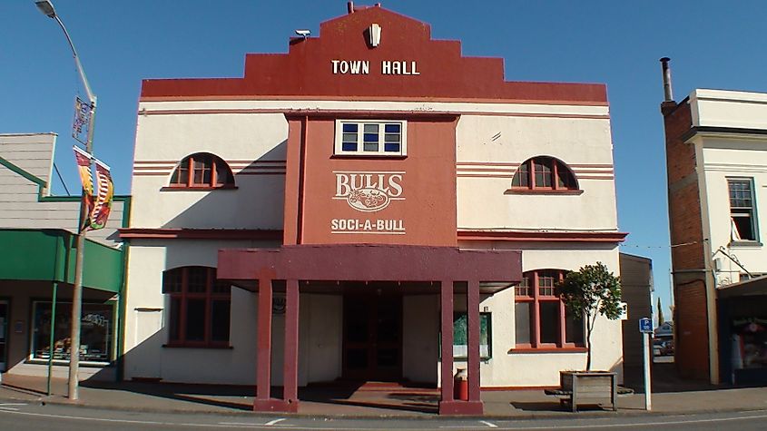 The town hall in Bulls, New Zealand