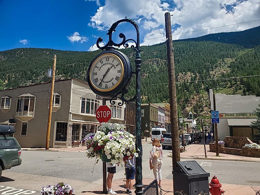 Street scene in the historic downtown of Georgetown, Colorado