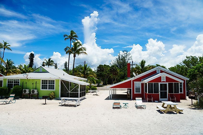 A view of the beach cottages in Captiva during summer