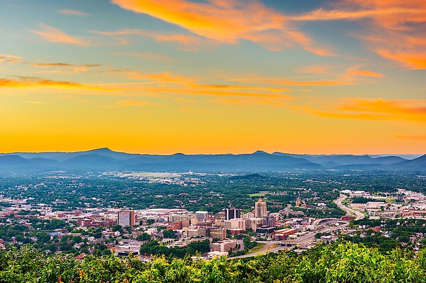 The cityscape of Roanoke, Virginia.