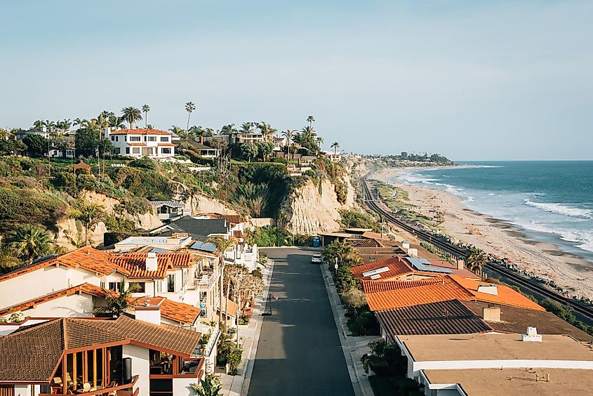 View of houses and beach in San Clemente, California