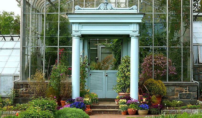 Marco Polo Stufano Conservatory. Wave Hill in Hudson Hill section of Riverdale in Bronx, New York City