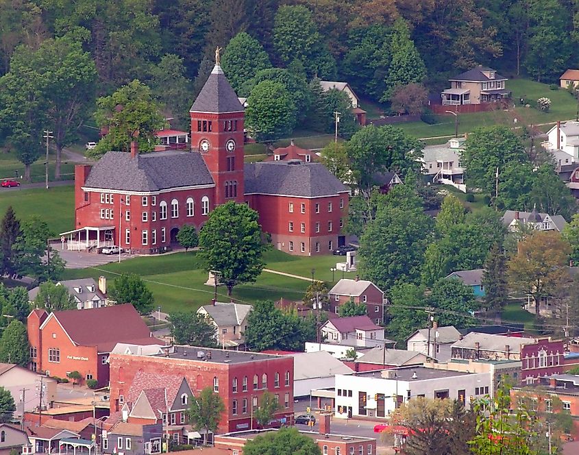 Aerial view of Emporium, Pennsylvania