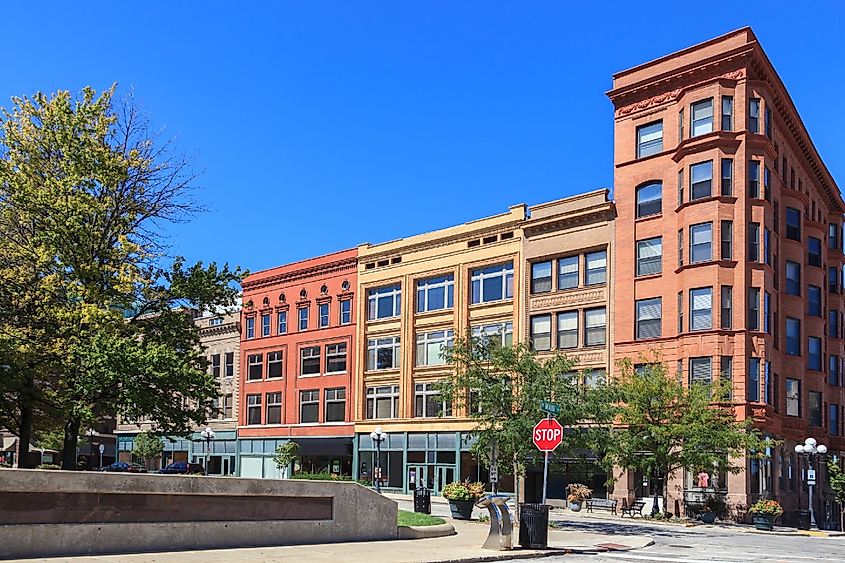 Buildings in historic downtown Bloomington Illinois