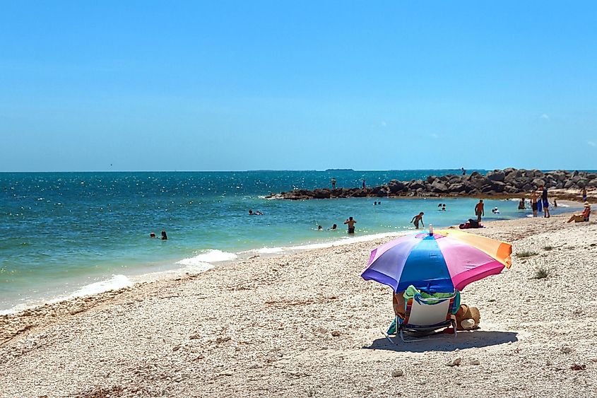 Beach at Fort Zachary Taylor Historic State Park in Key West, Florida.