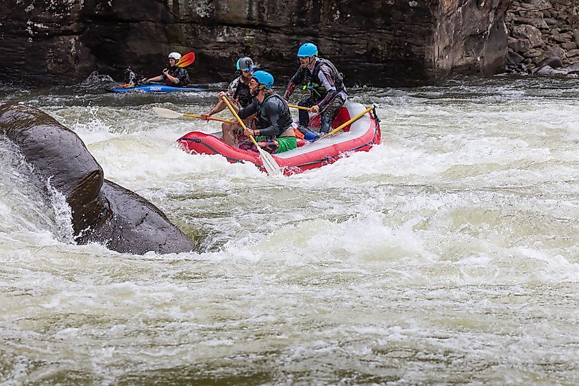 People enjoying rafting in Fayetteville, West Virginia