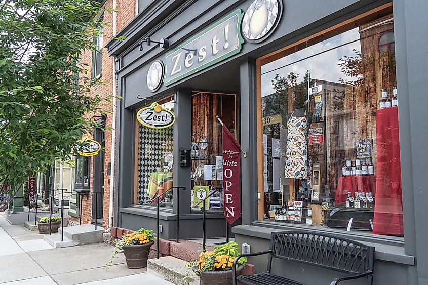 Shops along the Main Street in Litiz are a destination for tourist visiting Lancaster County, Pennsylvania, via Amy Lutz / Shutterstock.com
