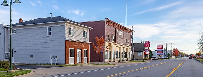 he business district on Lake Street in Tawas City, Michigan