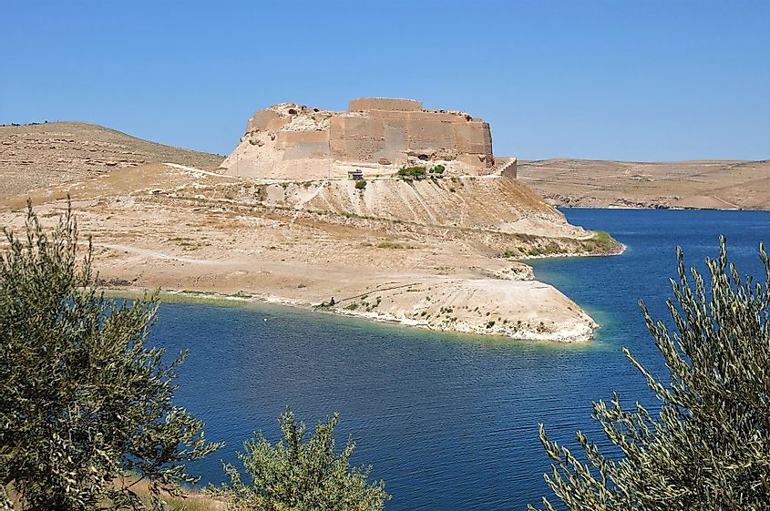 Necm Castle in Syria on the banks of the Euphrates River