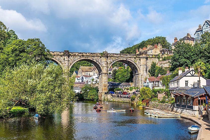 River Nidd flowing through Knaresborough, England.