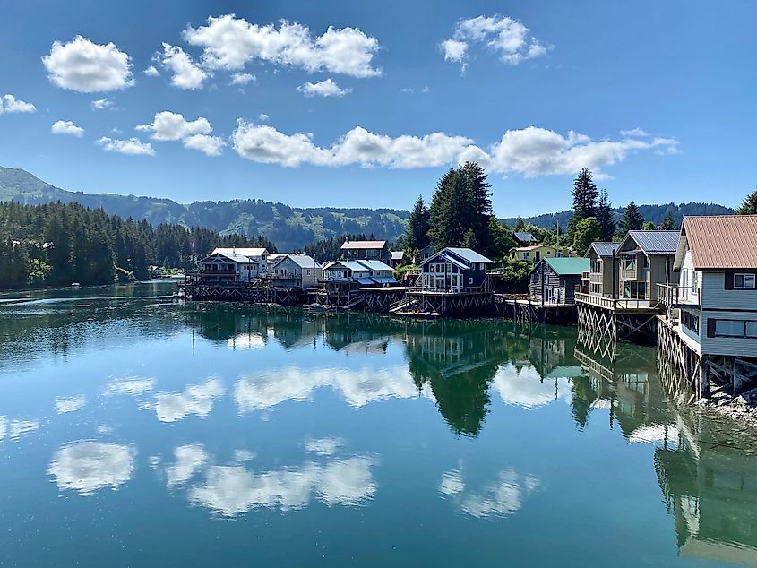 Lakeside homes in the beautiful town of Seldovia, Alaska.