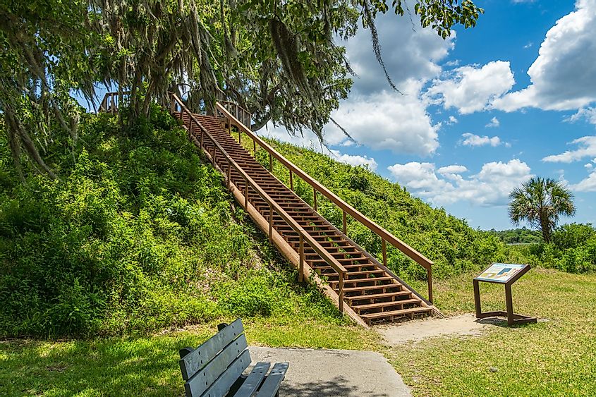 Stairs to Temple Mound in Crystal River Archaeological State Park