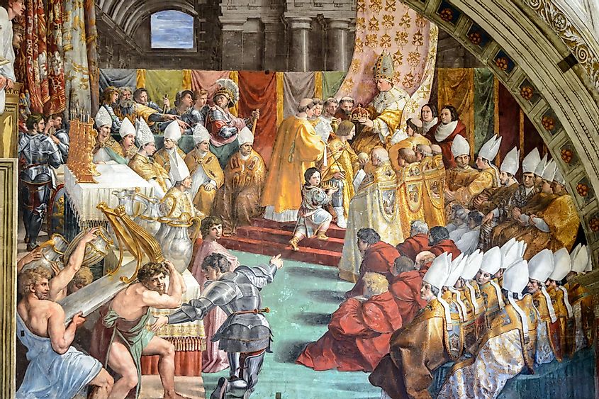 Coronation of Charlemagne in Vatican Museum, Rome, Italy.