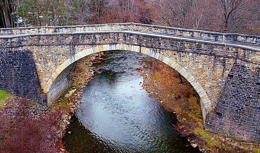 Beautiful river and historic bridge near Grantsville, Maryland