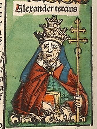 15th-century illustatrions of Pope Alexander III from the Nuremberg Chronicle, printed c.1493.