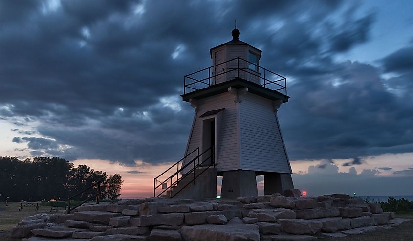 Beautiful, Port Clinton, lighthouse, sunset night shot