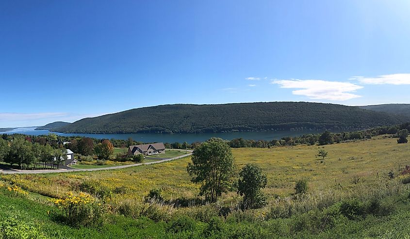 View of Jump Off Scenic Point at Gannett Hill in Ontario County Park in Naples, New York