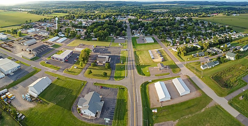 Aerial view of Colfax, Wisconsin.