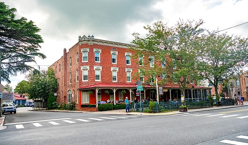 Historic downtown street in Berlin, Maryland