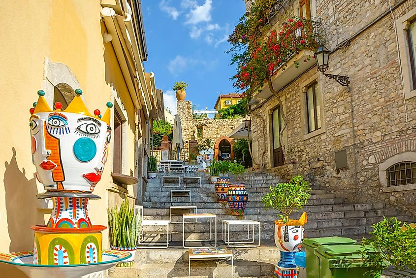 The historic district of Taormina, Italy.