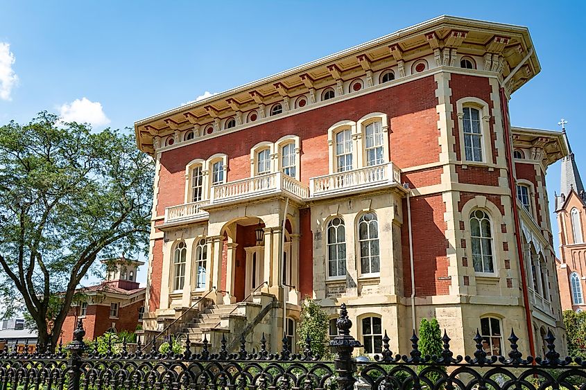 The historic Reddic Mansion and gardens in downtown Ottawa, Illinois.