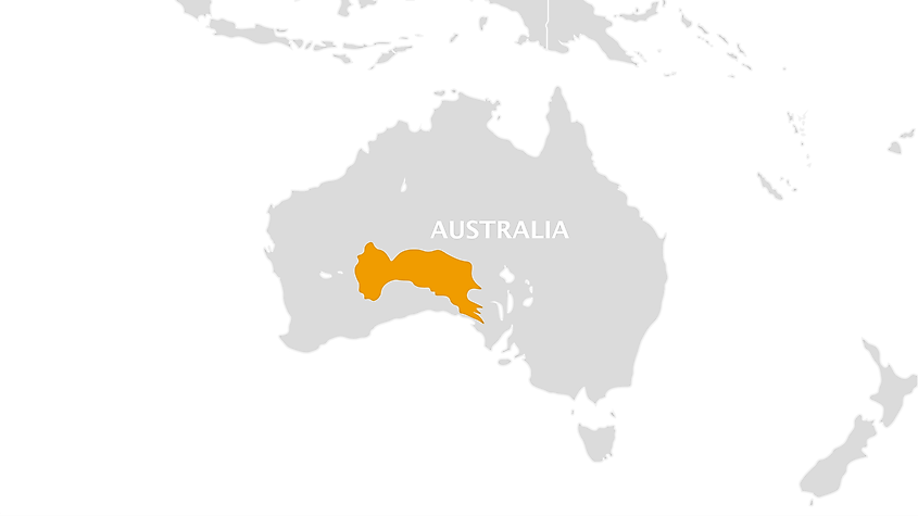 Map showing the extent Great Victoria Desert in Australia.